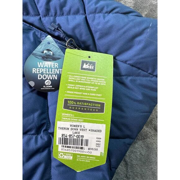 REI Woman’s Therum Down Vest Large Full Zip Blue Puffer Quilted NWT List Was $99 - Picture 5 of 9